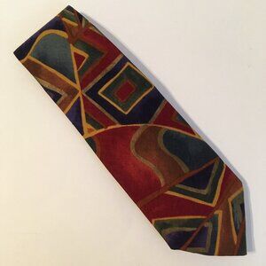 Tie One On Abstract Neck Tie Unique Shapes Burgundy Blue Green Gold Silver Men